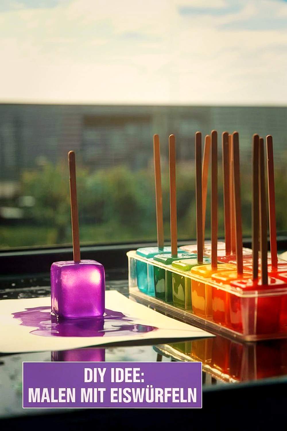 DIY Ideen gegen Langeweile Eiswürfelmalerei Malen mit Eiswürfeln