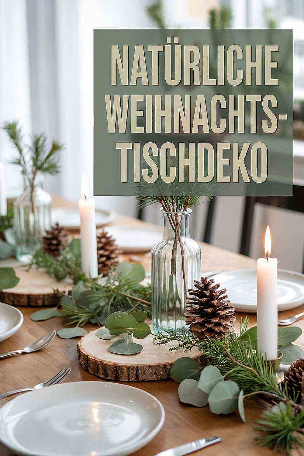Tischdeko Weihnachten Natürlich mit Tannenzapfen & Eukalyptus