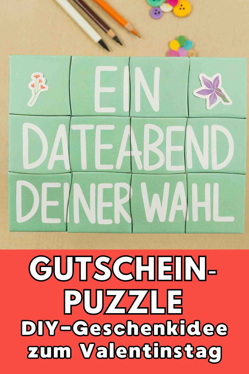 Valentinstag Bastelideen DIY Gutschein‑Puzzle