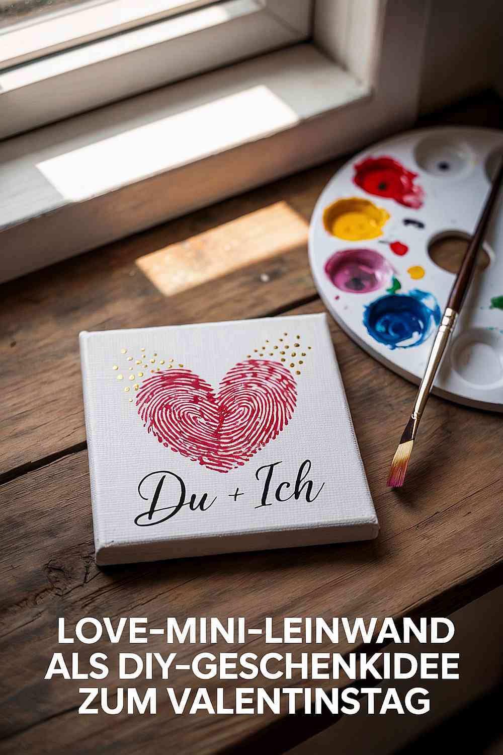 Valentinstag Bastelideen DIY Mini‑Leinwand der Liebe
