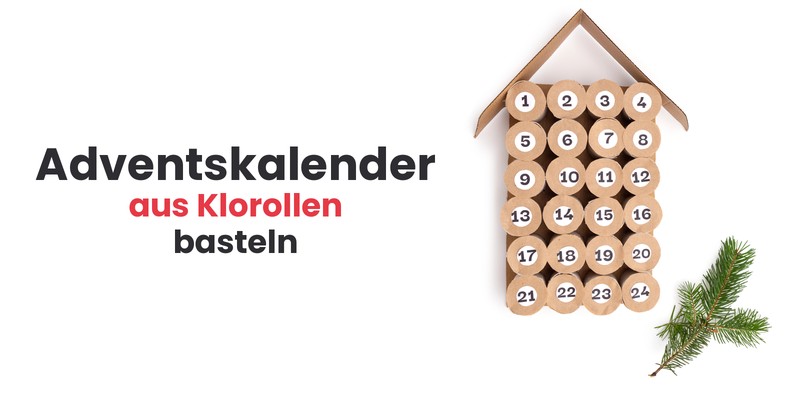 Adventskalender aus Klorollen basteln, DIY Kartonhaus mit nummerierten Türchen