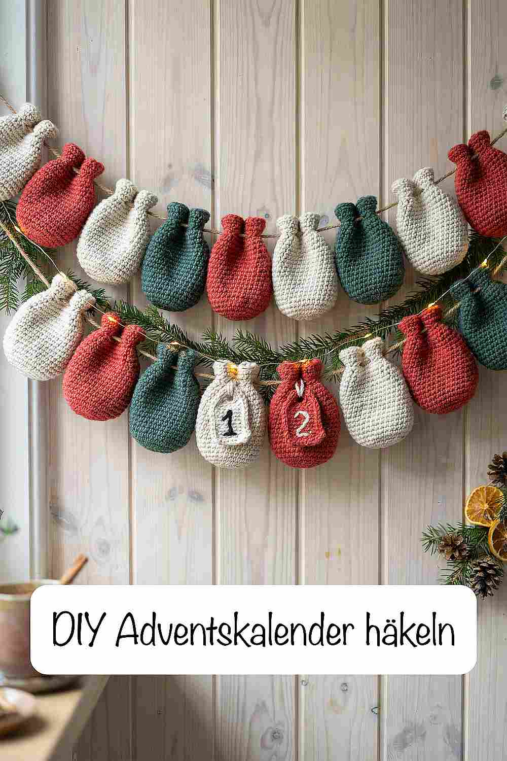 Adventskalender basteln: Woll-Säckchen häkeln